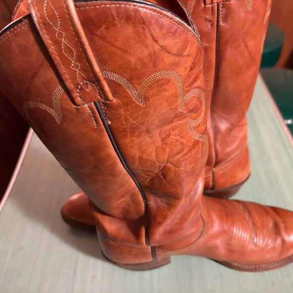 Vintage Mens J Chisholm 911 Brown Leather Cowboy Western Boots Size 9 D - Picture 7 of 11